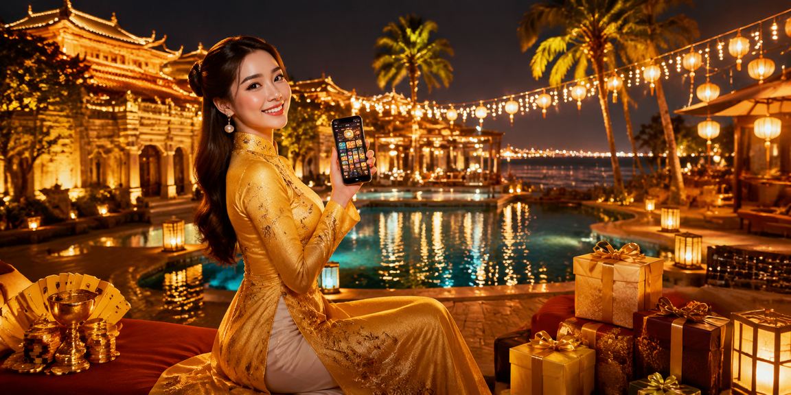 Người dùng tại Huế với áo dài truyền thống khám phá ứng dụng casino của iz65 trên điện thoại